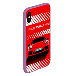 Чехол iPhone XS Max матовый PORSCHE ПОРШЕ RED STYLE, цвет: 3D-фиолетовый — фото 2