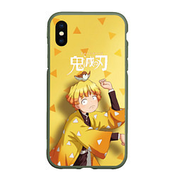 Чехол iPhone XS Max матовый Zenitsu Agatsuma Kimetsu no Yaiba, цвет: 3D-темно-зеленый