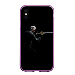 Чехол iPhone XS Max матовый Вирджил с катаной, цвет: 3D-фиолетовый