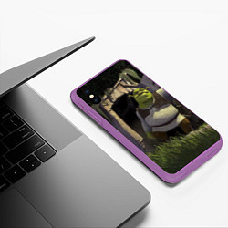 Чехол iPhone XS Max матовый Shrek: Somebody Once Told Me, цвет: 3D-фиолетовый — фото 2