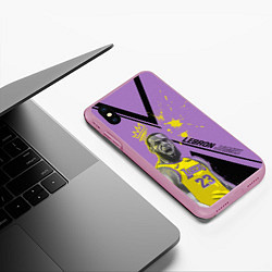Чехол iPhone XS Max матовый Леброн джеймс, цвет: 3D-розовый — фото 2