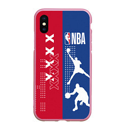 Чехол iPhone XS Max матовый NBA, цвет: 3D-розовый
