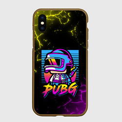 Чехол iPhone XS Max матовый PUBG RETRO NEON ПАБГ НЕОН, цвет: 3D-коричневый