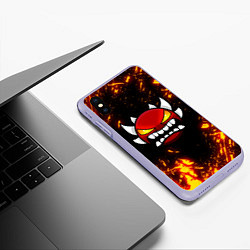 Чехол iPhone XS Max матовый Geometry Dash: Demon Z, цвет: 3D-светло-сиреневый — фото 2