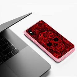 Чехол iPhone XS Max матовый ЦВЕТОЧНЫЙ ЧЕРЕП, цвет: 3D-баблгам — фото 2