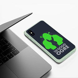 Чехол iPhone XS Max матовый Shrek: Im good ogre, цвет: 3D-салатовый — фото 2