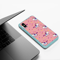Чехол iPhone XS Max матовый Единороги Звёздочки, цвет: 3D-мятный — фото 2