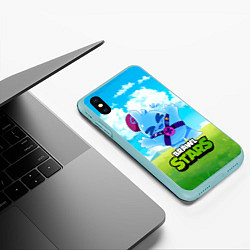 Чехол iPhone XS Max матовый Сквик Squeak Brawl Stars, цвет: 3D-мятный — фото 2