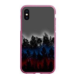 Чехол iPhone XS Max матовый Флаг из леса, цвет: 3D-малиновый