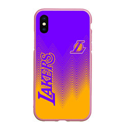 Чехол iPhone XS Max матовый LOS ANGELES LAKERS ЛЕЙКЕРС, цвет: 3D-розовый