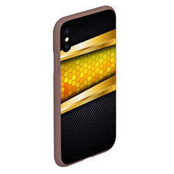 Чехол iPhone XS Max матовый 3D ЗОЛОТЫЕ СОТЫ БРОНЯ 3Д, цвет: 3D-коричневый — фото 2