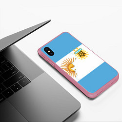Чехол iPhone XS Max матовый Сборная Аргентины, цвет: 3D-малиновый — фото 2