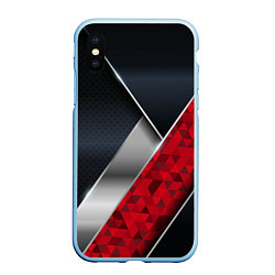 Чехол iPhone XS Max матовый 3D BLACK AND RED METAL