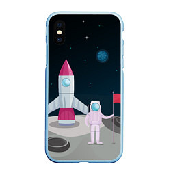 Чехол iPhone XS Max матовый Астронавт покоряет космос, цвет: 3D-голубой