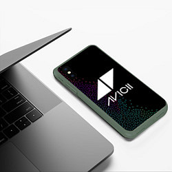 Чехол iPhone XS Max матовый AVICII RAIBOW STYLE, цвет: 3D-темно-зеленый — фото 2