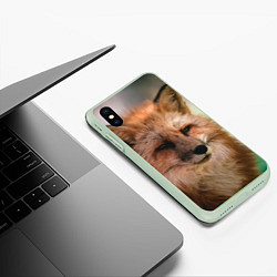 Чехол iPhone XS Max матовый Строгая лисица, цвет: 3D-салатовый — фото 2