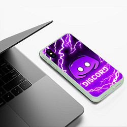 Чехол iPhone XS Max матовый DISCORD ДИСКОРД МОЛНИЯ, цвет: 3D-салатовый — фото 2