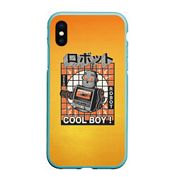 Чехол iPhone XS Max матовый Ретро робот cool boy, цвет: 3D-мятный