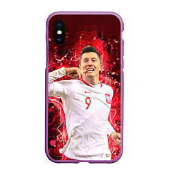 Чехол iPhone XS Max матовый Lewandowski Левандовски 9, цвет: 3D-фиолетовый