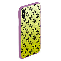 Чехол iPhone XS Max матовый Узор спиральки на желтом фоне, цвет: 3D-фиолетовый — фото 2