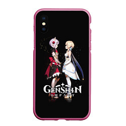 Чехол iPhone XS Max матовый GENSHIN IMPACT, цвет: 3D-малиновый