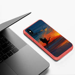 Чехол iPhone XS Max матовый Прибрежный закат, цвет: 3D-красный — фото 2