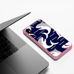 Чехол iPhone XS Max матовый Акулы, цвет: 3D-малиновый — фото 2