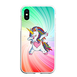 Чехол iPhone XS Max матовый Танцующий единорог Unicorn DAB Z, цвет: 3D-белый