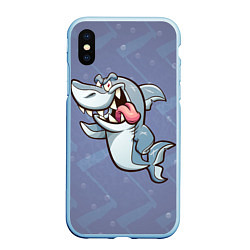 Чехол iPhone XS Max матовый Акула, цвет: 3D-голубой