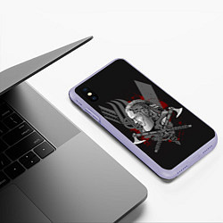 Чехол iPhone XS Max матовый Vikings Art, цвет: 3D-светло-сиреневый — фото 2