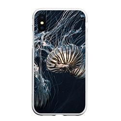Чехол iPhone XS Max матовый Рисунок медуза, цвет: 3D-белый