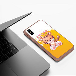 Чехол iPhone XS Max матовый Tiger, цвет: 3D-коричневый — фото 2