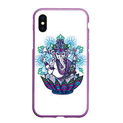 Чехол iPhone XS Max матовый Будда слон, цвет: 3D-фиолетовый