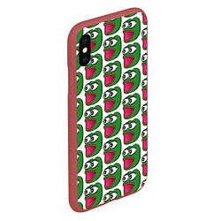 Чехол iPhone XS Max матовый Poggers Pattern, цвет: 3D-красный — фото 2