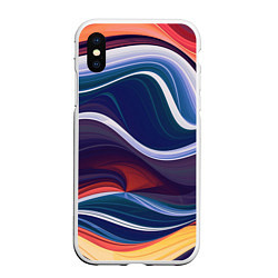 Чехол iPhone XS Max матовый Colored lines, цвет: 3D-белый