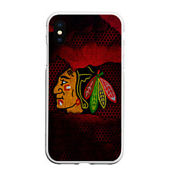 Чехол iPhone XS Max матовый CHICAGO NHL, цвет: 3D-белый