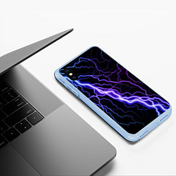 Чехол iPhone XS Max матовый НЕОНОВАЯ МОЛНИЯ ГРОЗА, цвет: 3D-голубой — фото 2