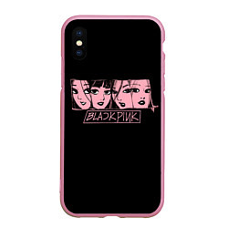 Чехол iPhone XS Max матовый Black Pink Art, цвет: 3D-розовый