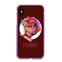 Чехол iPhone XS Max матовый Furry fox, цвет: 3D-сиреневый