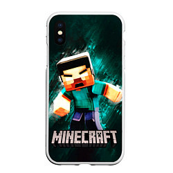 Чехол iPhone XS Max матовый MINECRAFT, цвет: 3D-белый