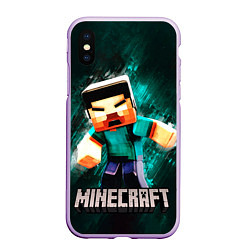 Чехол iPhone XS Max матовый MINECRAFT, цвет: 3D-сиреневый