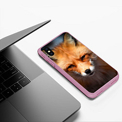 Чехол iPhone XS Max матовый Хитрая лисица, цвет: 3D-розовый — фото 2