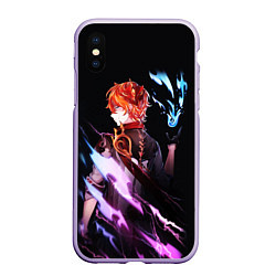 Чехол iPhone XS Max матовый ТАРТАЛЬЯ - GENSHIN IMPACT NEON, цвет: 3D-светло-сиреневый