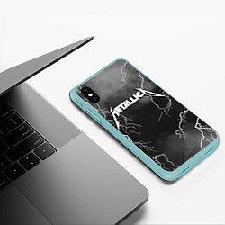 Чехол iPhone XS Max матовый METALLICA РАЗРЯД МОЛНИИ, цвет: 3D-мятный — фото 2