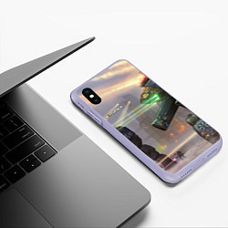 Чехол iPhone XS Max матовый Боевая техника, цвет: 3D-светло-сиреневый — фото 2