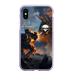 Чехол iPhone XS Max матовый Battletech warrior, цвет: 3D-светло-сиреневый