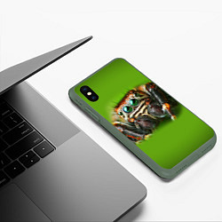 Чехол iPhone XS Max матовый ПАУК ВБЛИЗИ, цвет: 3D-темно-зеленый — фото 2