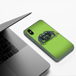 Чехол iPhone XS Max матовый ПАУК С ГЛАЗКАМИ, цвет: 3D-темно-зеленый — фото 2