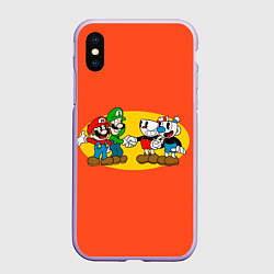 Чехол iPhone XS Max матовый CupHead x Mario