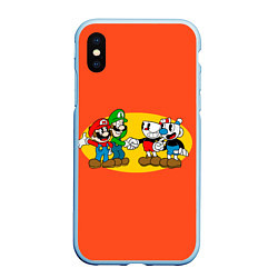 Чехол iPhone XS Max матовый CupHead x Mario